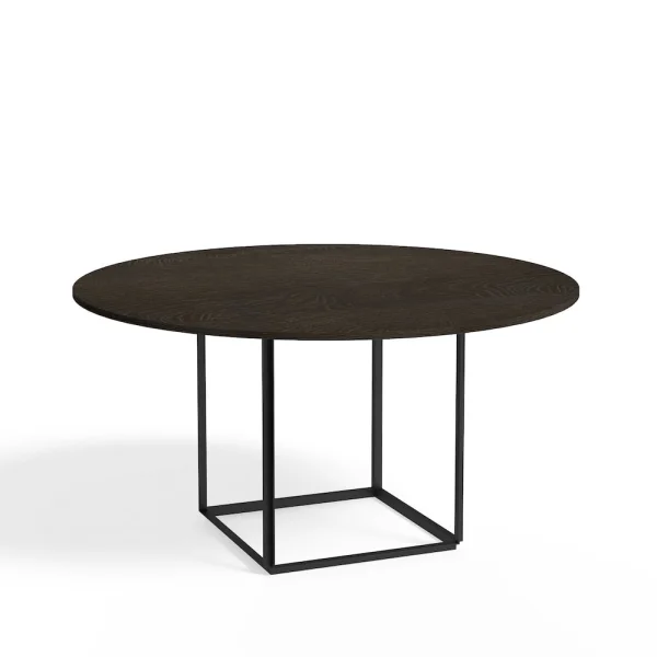 New Works Florence ronde eettafel smoked oak, ø145 cm, zwart onderstel