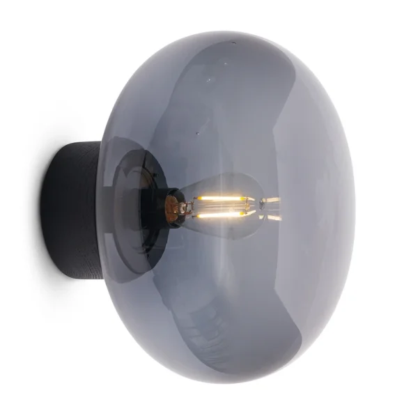 New Works - Karl-Johan wandlamp, grijs, hout, glas, Ø 23 cm