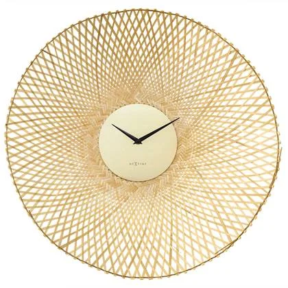 NeXtime - Wandklok 60 cm - Stille - Bruin - Bamboe - NeXtime &apos;Vortex&apos;