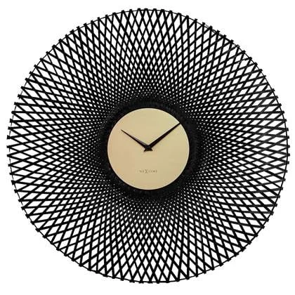 NeXtime - Wandklok 60 cm - Stille - Zwart - Bamboe - NeXtime &apos;Vortex&apos;