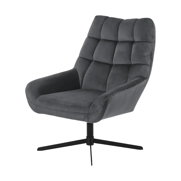 Niek draaibare fauteuil velvet donkergrijs