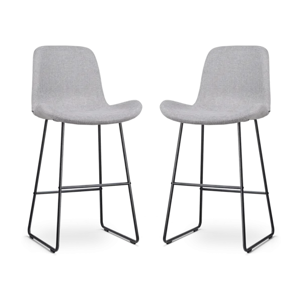 Nino-Fé barkruk lichtgrijs - zwart onderstel - 75 cm - set van 2