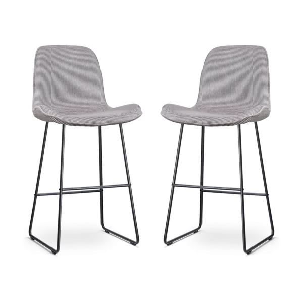 Nino-Fé barkruk rib warm grijs - zwart onderstel - 75 cm - set van 2