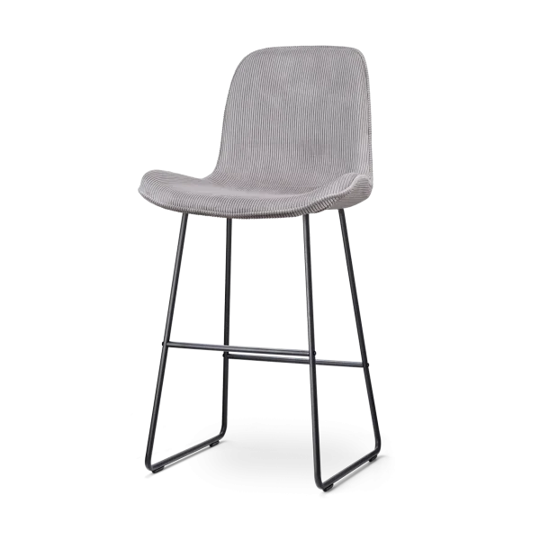 Nino-Fé barkruk rib warm grijs - zwart onderstel - 75 cm