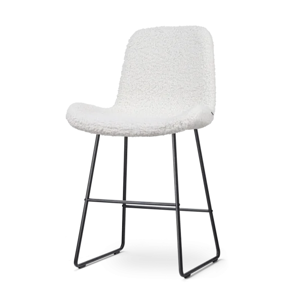 Nino-Fé barkruk teddy gebroken wit - zwart onderstel - 65 cm