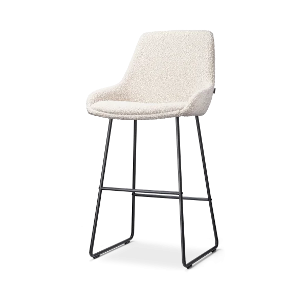 Nino-Isa barkruk bouclé beige - zwart onderstel - 75 cm