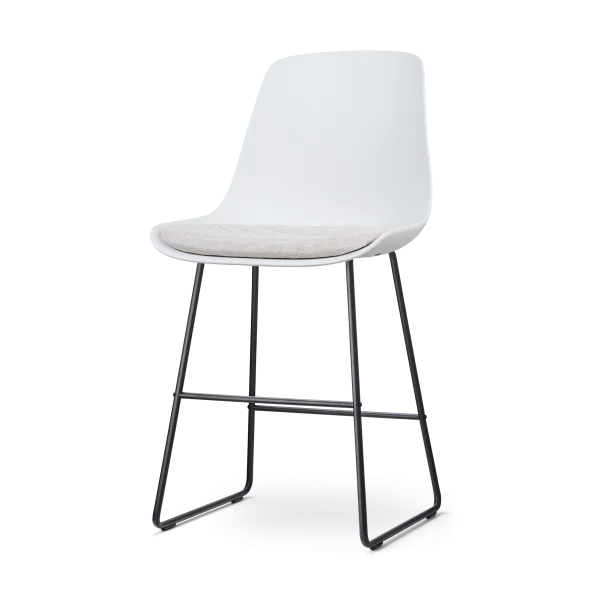 Nino-Liv barkruk wit met beige zitkussen - zwart onderstel - 65 cm