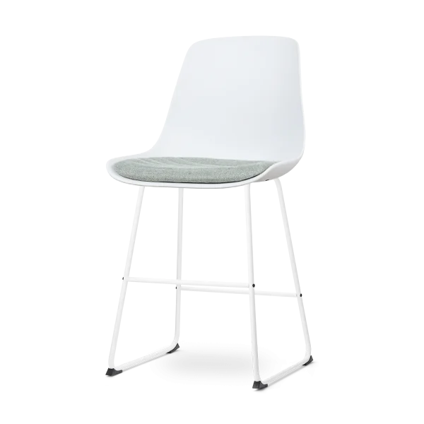 Nino-Liv barkruk wit met zacht groen zitkussen - wit onderstel - 65 cm