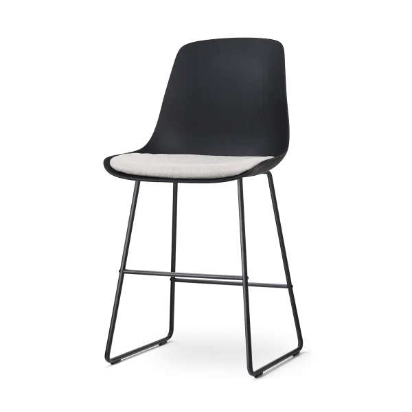 Nino-Liv barkruk zwart met beige zitkussen - zwart onderstel - 65 cm