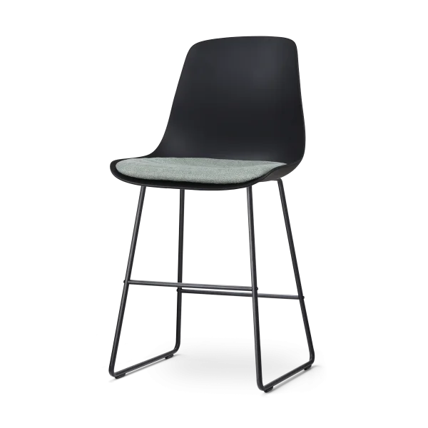 Nino-Liv barkruk zwart met zacht groen zitkussen - zwart onderstel - 65 cm