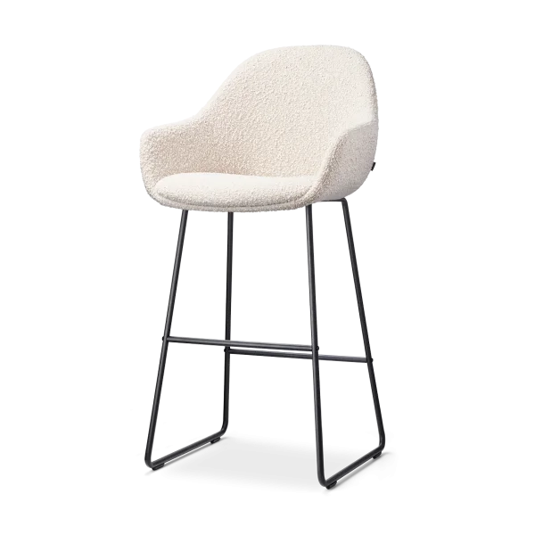 Nino-Mae barkruk bouclé beige - zwart onderstel - 75 cm