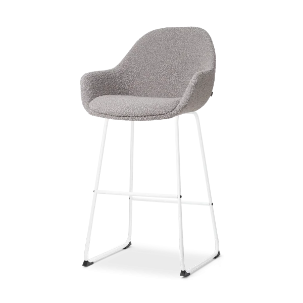 Nino-Mae barkruk bouclé taupe - wit onderstel - 75 cm