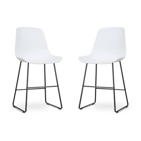 Nino-Pip barkruk wit - zwart onderstel - 65 cm - set van 2