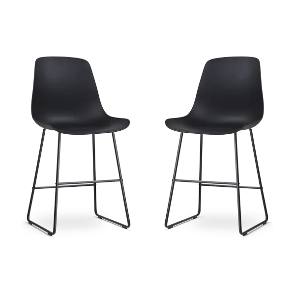 Nino-Pip barkruk zwart - zwart onderstel - 65 cm - set van 2