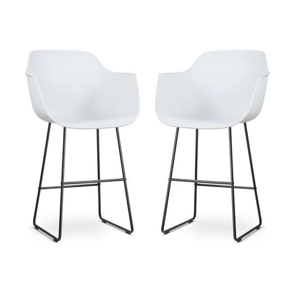 Nino-Puk barkruk wit - zwart onderstel - 75 cm - set van 2