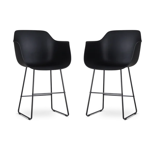 Nino-Puk barkruk zwart - zwart onderstel - 65 cm - set van 2