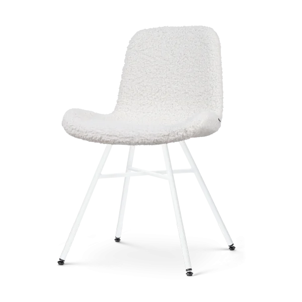 Noa-Fé eetkamerstoel teddy gebroken wit - wit onderstel