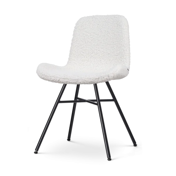 Noa-Fé eetkamerstoel teddy gebroken wit - zwart onderstel
