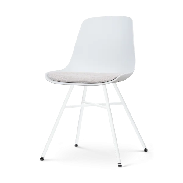 Noa-Liv eetkamerstoel wit met beige zitkussen - wit onderstel