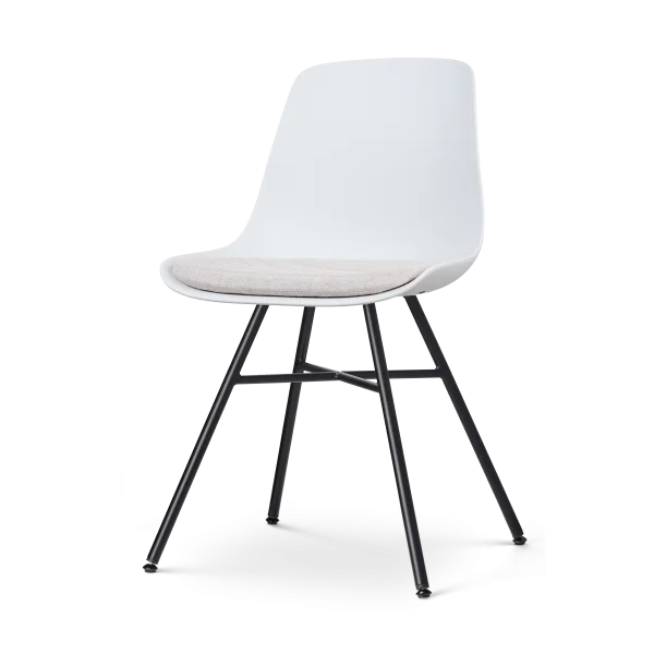 Noa-Liv eetkamerstoel wit met beige zitkussen - zwart onderstel