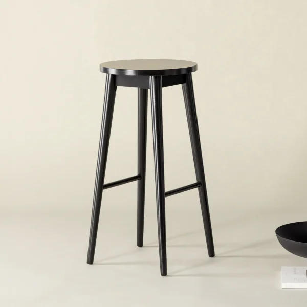 Nohr Barkruk Donella Rubberhout - Zwart (zithoogte 75cm)