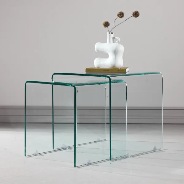 Nohr Bijzettafel Rockwell Glas, Set van 2 stuks - Transparant - Vierkant