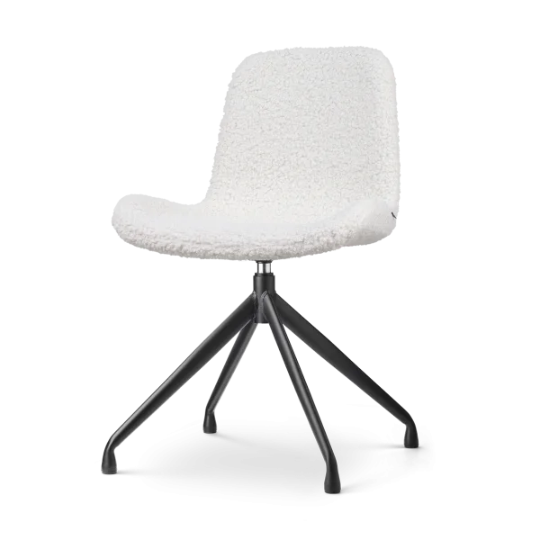 Nola-Fé draaibare eetkamerstoel teddy gebroken wit - zwart onderstel
