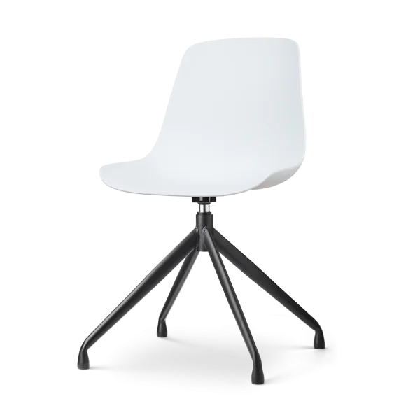 Nola-Pip draaibare eetkamerstoel wit - zwart onderstel