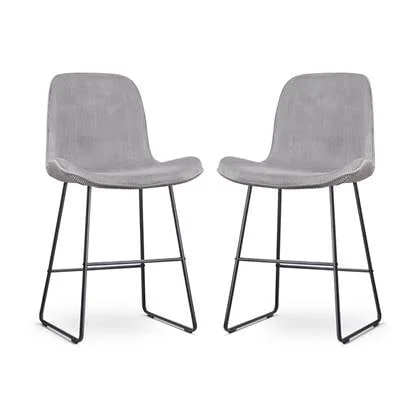 Nolon Nino-Fé Barkrukken Set van 2 Ribstof Warm Grijs - Zwart - 65 cm