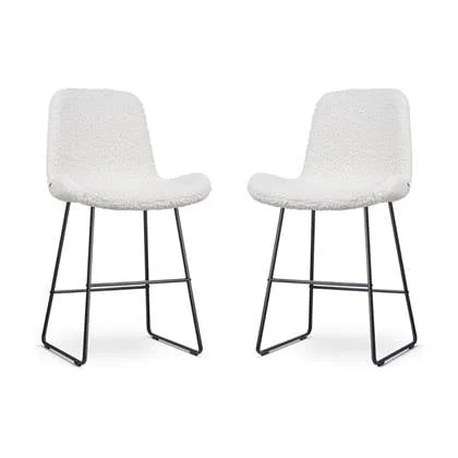 Nolon Nino-Fé Barkrukken Set van 2 - Teddy Wit - Zwart - 65 cm