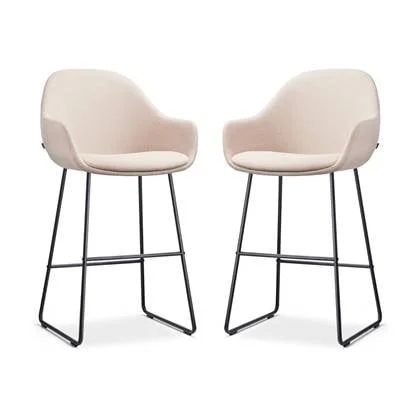 Nolon Nino-Mae Barkrukken Set van 2 - Beige - Zwart - 65 cm