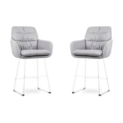 Nolon Nino-Mia Barkrukken Set van 2 - Grijs - Wit - 65 cm