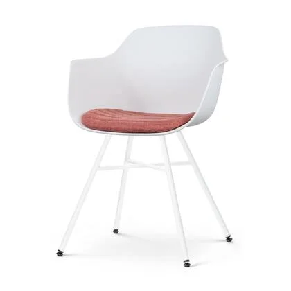 Nolon Noa-Liz Eetkamerstoel Wit - Terracotta Kussen - Witte Poten