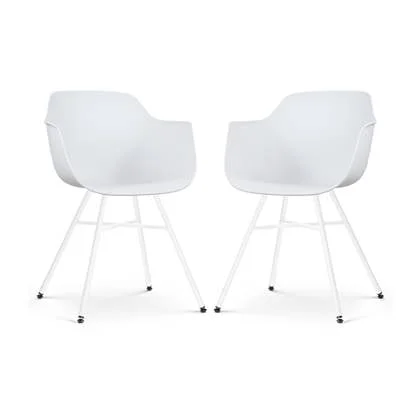Nolon Noa-Puk Eetkamerstoelen Set van 2 - Wit - Wit Onderstel