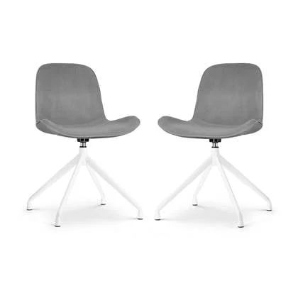 Nolon Nola-Fé Draaibare Eetkamerstoelen Set van 2 Velvet Grijs - Wit