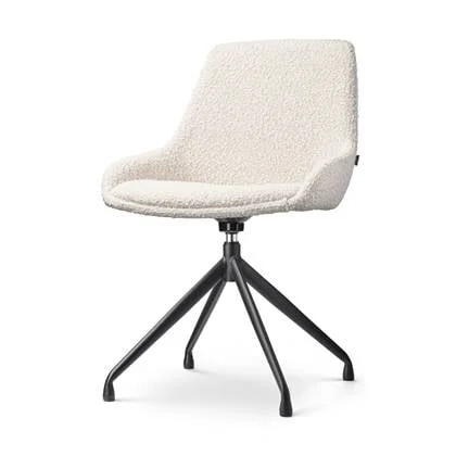 Nolon Nola-Isa Eetkamerstoel Bouclé Beige - Draaibaar Zwart Onderstel