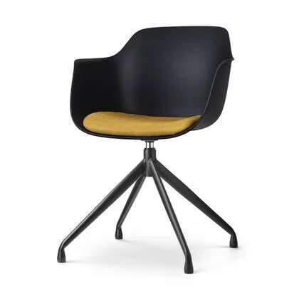 Nolon Nola-Liz Eetkamerstoel Zwart - Okergeel - Draaibaar - Zwart