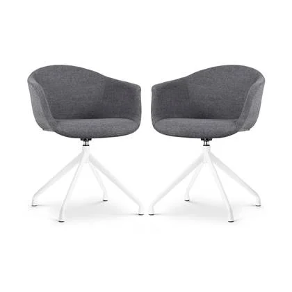 Nolon Nola-Otis Draaibare Eetkamerstoelen Set - Donkergrijs - Wit