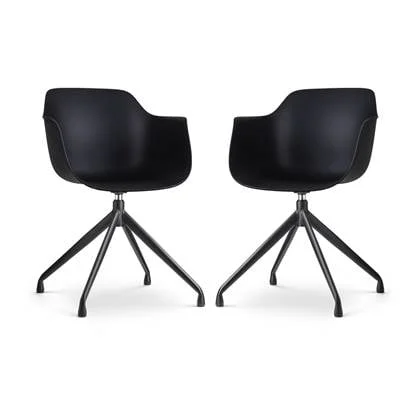 Nolon Nola-Puk Draaibare Eetkamerstoelen Zwart - Zwart Onderstel - 2x