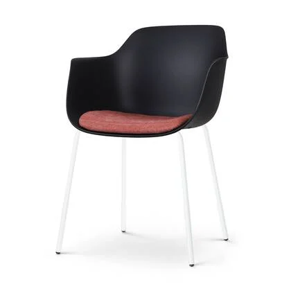 Nolon Nora-Liz Eetkamerstoel Zwart - Terracotta Kussen - Witte Poten