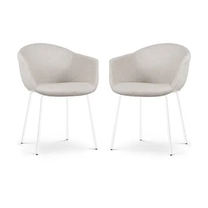 Nolon Nora-Otis Eetkamerstoelen Set van 2 - Beige - Witte Poten