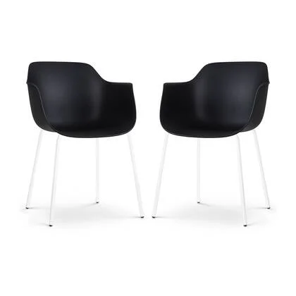 Nolon Nora-Puk Eetkamerstoelen Set van 2 - Zwart - Wit Onderstel