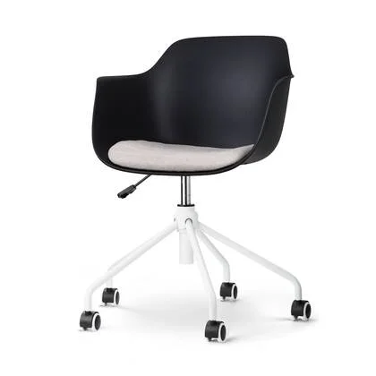 Nolon Nout-Liz Bureaustoel Zwart - Beige Kussen - Wit Onderstel