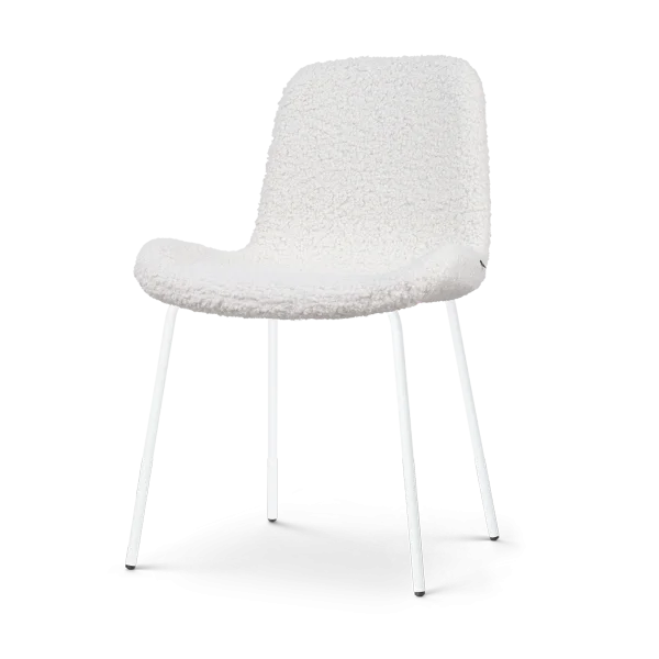 Nora-Fé eetkamerstoel teddy gebroken wit - wit onderstel