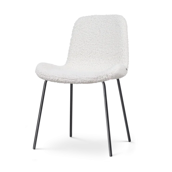 Nora-Fé eetkamerstoel teddy gebroken wit - zwart onderstel