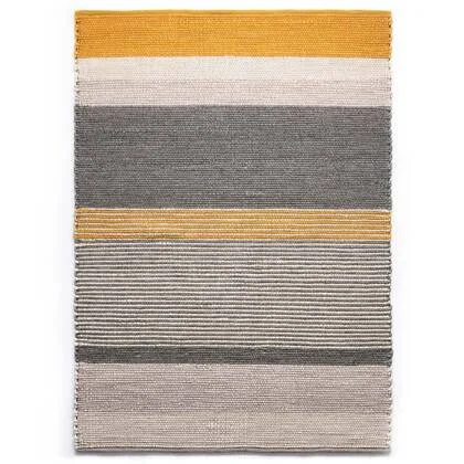 Nordic Weavers Wollen vloerkleed strepen Lett - okergeel|grijs -