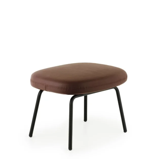 Normann Copenhagen Era kruk met stalen frame - zwart staal/ Tango leer 41599