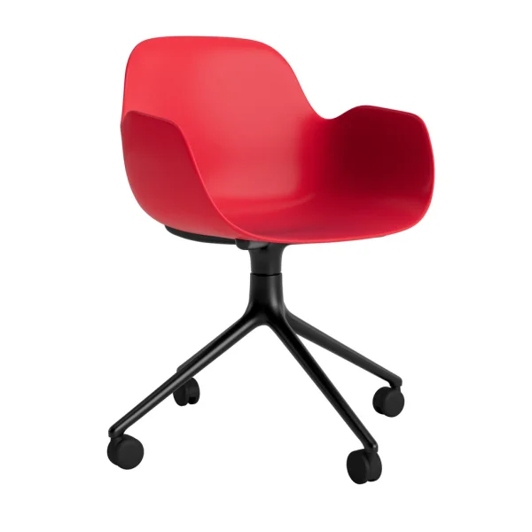 Normann Copenhagen Form Armchair Swivel draaistoel - NormannCopenhagenFormBrightRed - aluminium zwart