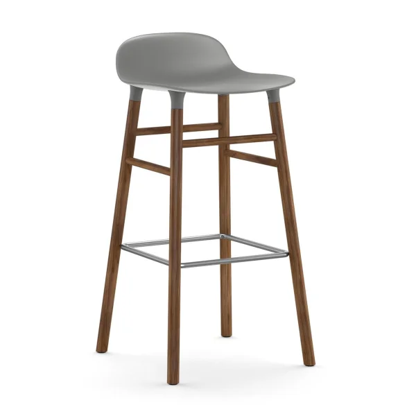 Normann Copenhagen Form barkruk - walnoot poten 75 cm. grijs