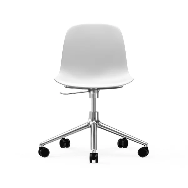 Normann Copenhagen Form chair draaistoel, 5 W bureaustoel wit, aluminium, wielen